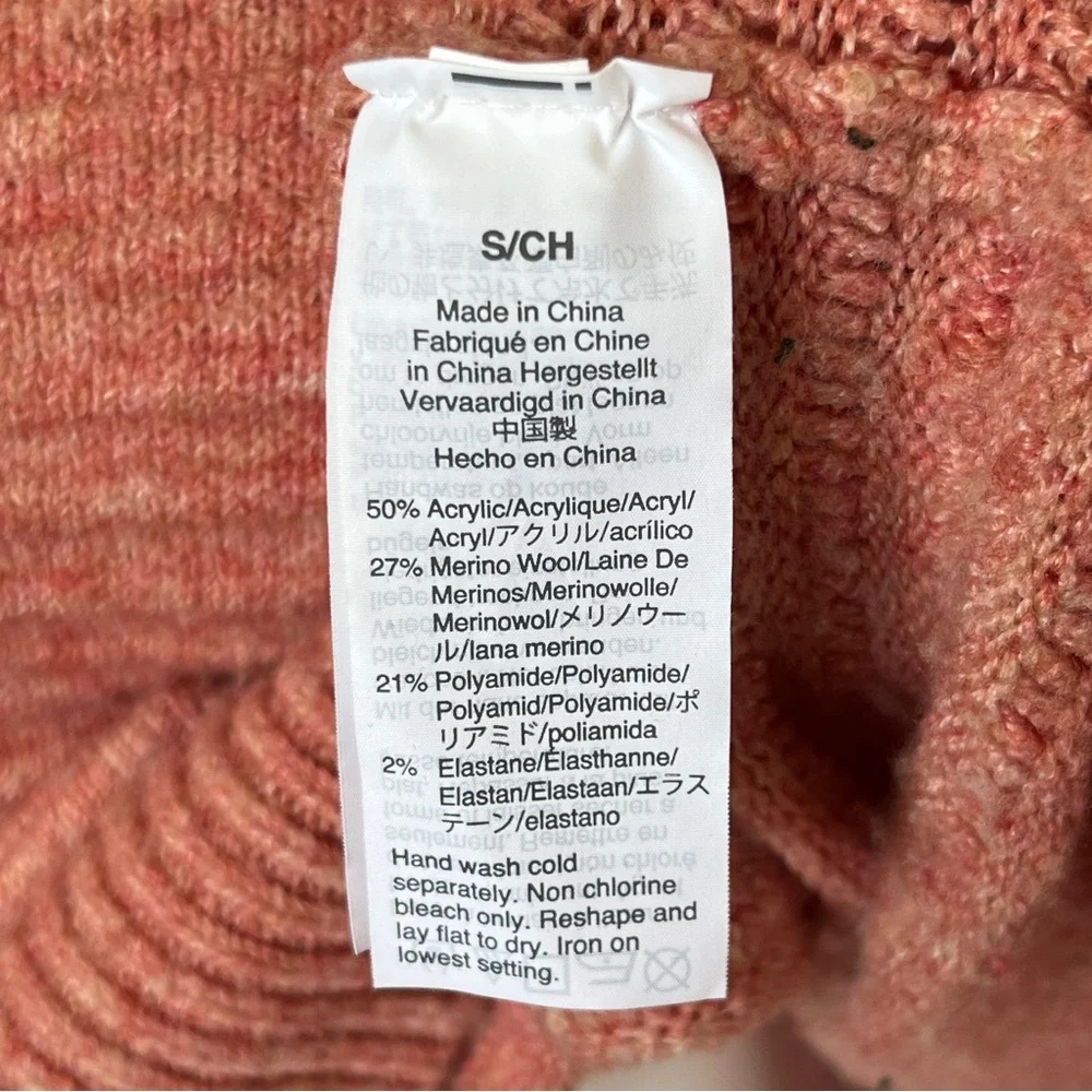 Madewell Belmont Sweater Mock Neck Pullover Pink Ribbed Knit Womens Size Small